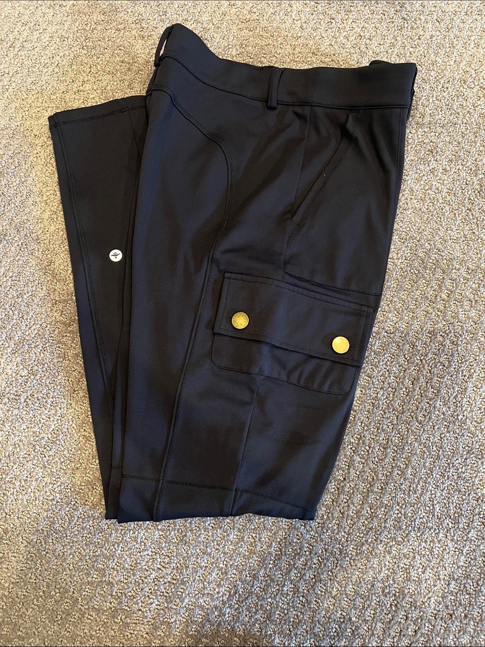 HALARA Black Cargo Pants with Gold Buttons